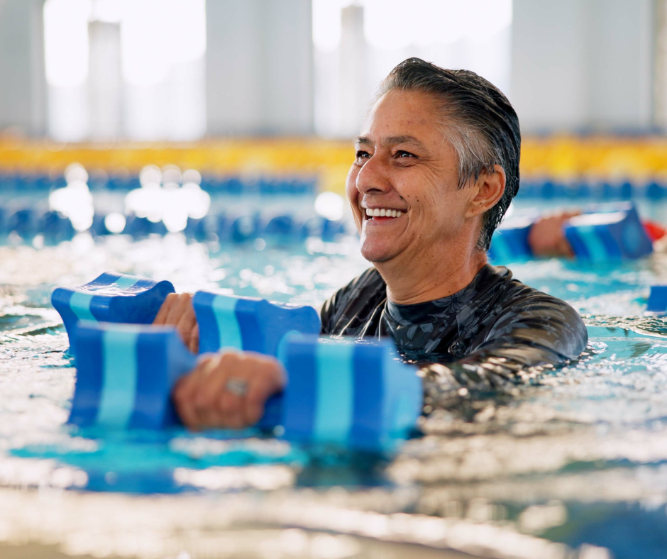 person doing water exercises